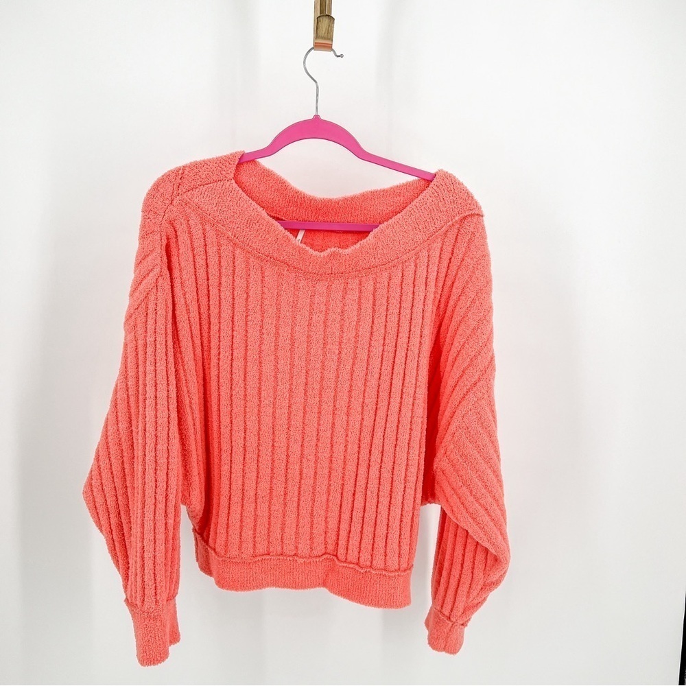 Free People Women's Cabin Fever Ribbed Sweater Coral